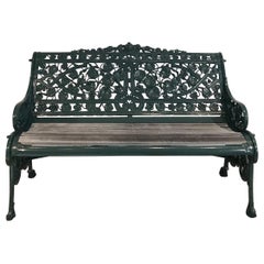 19th Century English Cast Iron Nasturtium Pattern Bench by Coalbrookdale