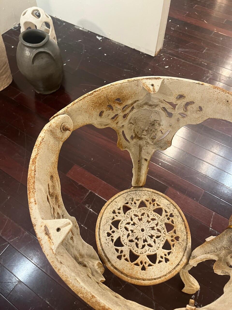 Neoclassical 19th Century English Cast Iron Pub Table with Marble Top