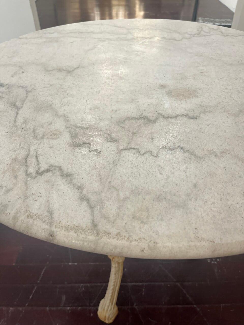19th Century English Cast Iron Pub Table with Marble Top 2