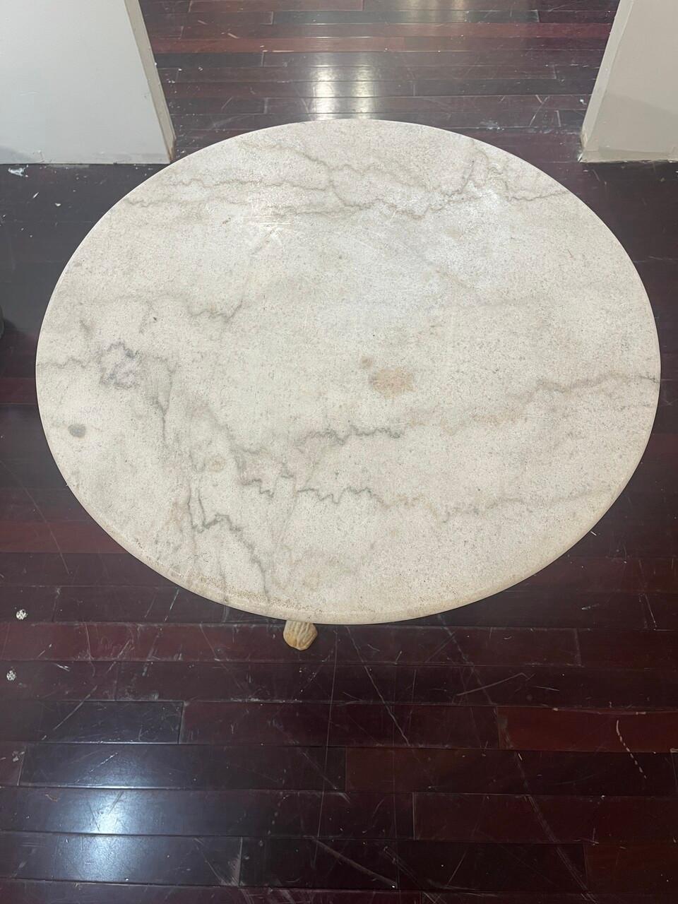 19th Century English Cast Iron Pub Table with Marble Top 3