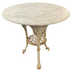 19th Century English Cast Iron Pub Table with Marble Top