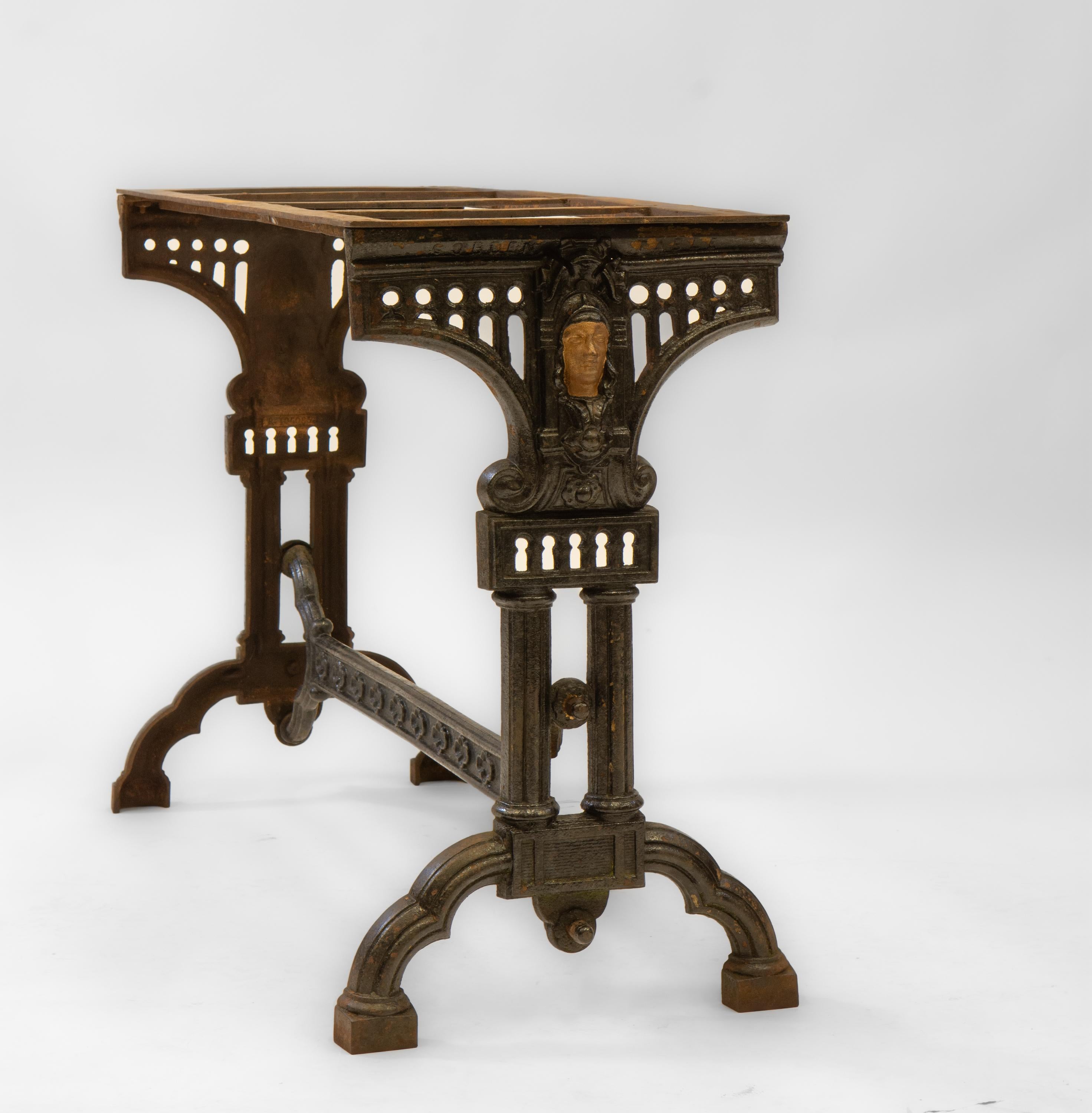 19th Century English Cast Iron Rectangular Garden Table Base Cobden Circa 1870 For Sale 3