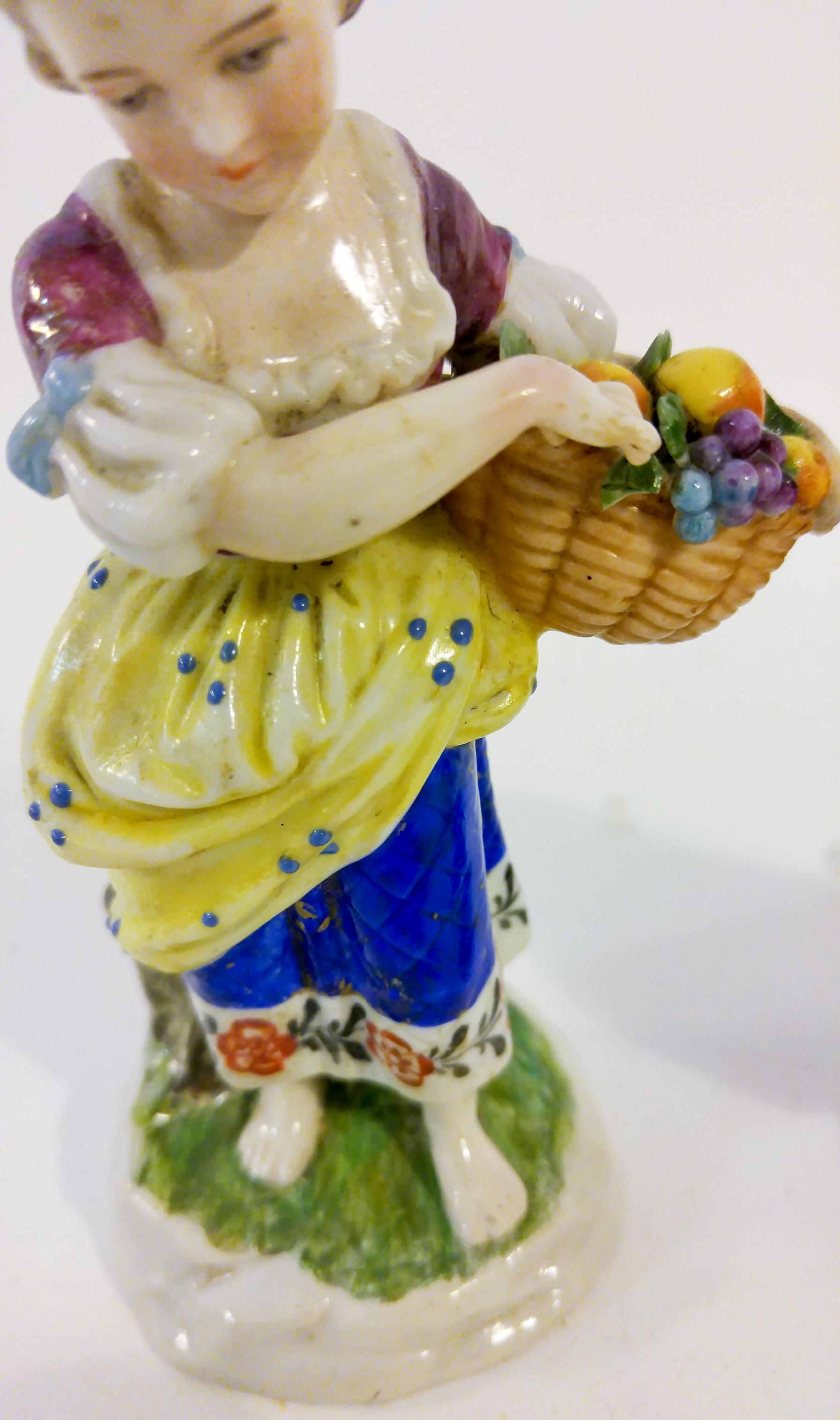 Rococo 19th Century English Chelsea Style Porcelain Figurine, Pair For Sale