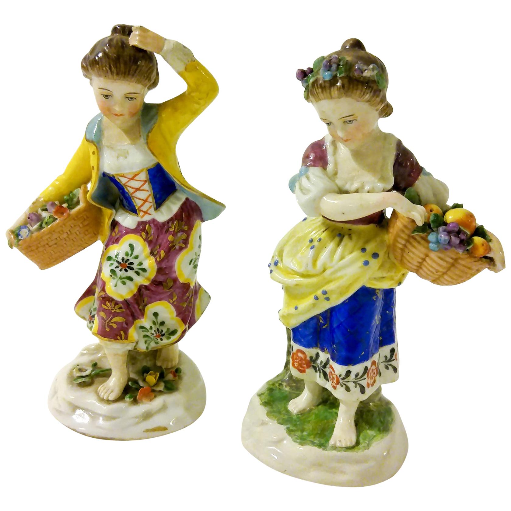 19th Century English Chelsea Style Porcelain Figurine, Pair For Sale