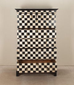 19th Century English Chest on Chest with Chequer Painting