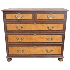 19th Century English Chest in Mahogany, Maple and Rosewood