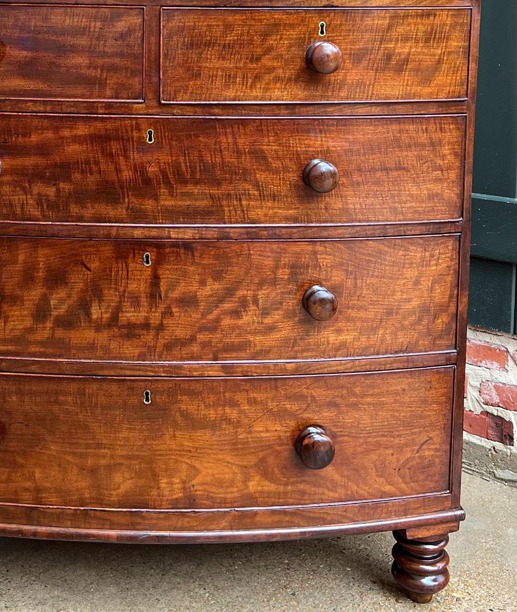 19th Century English Chest of Drawers Bow Front Mahogany Victorian Dresser 9