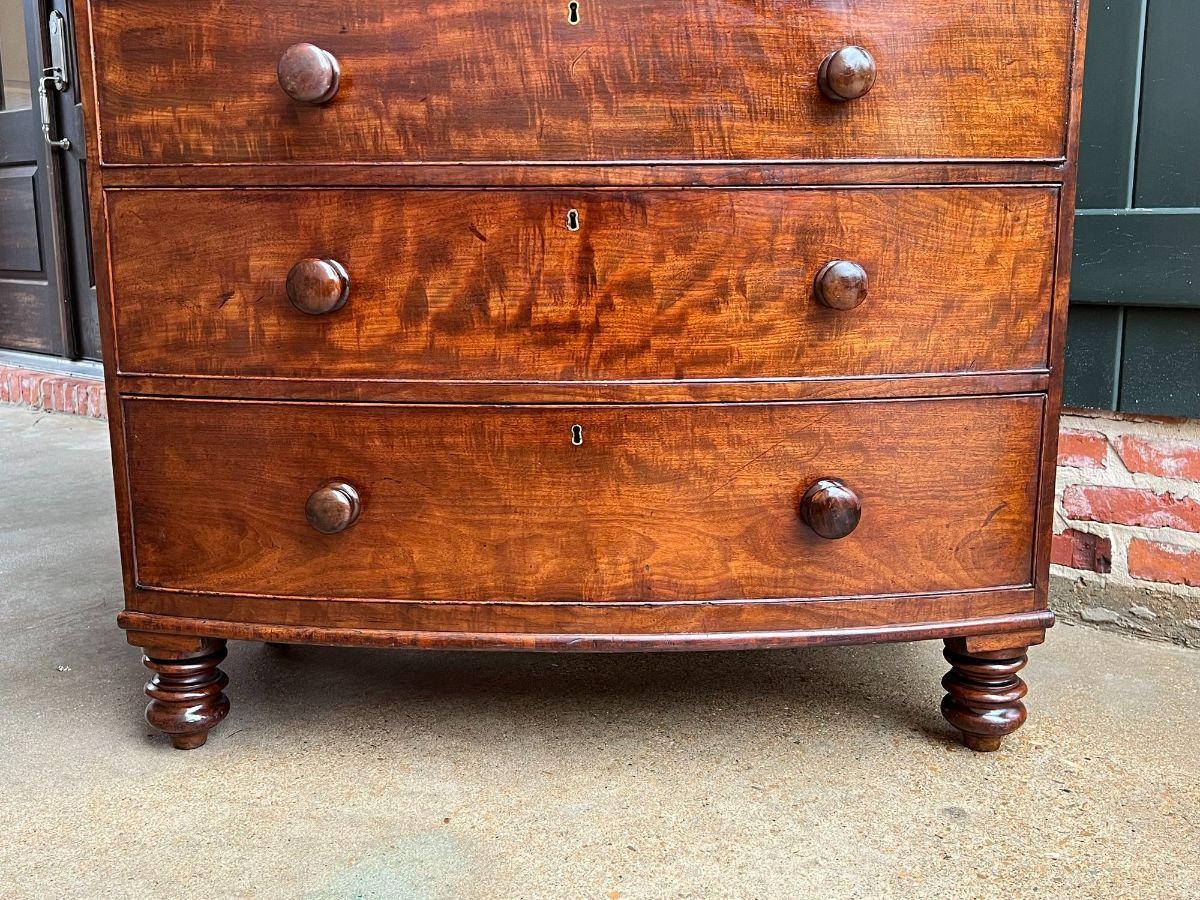 19th Century English Chest of Drawers Bow Front Mahogany Victorian Dresser 10