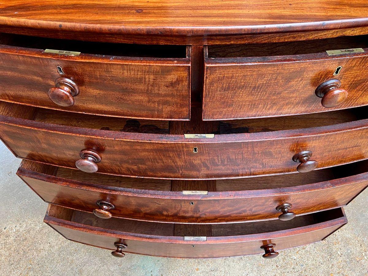 19th Century English Chest of Drawers Bow Front Mahogany Victorian Dresser 2