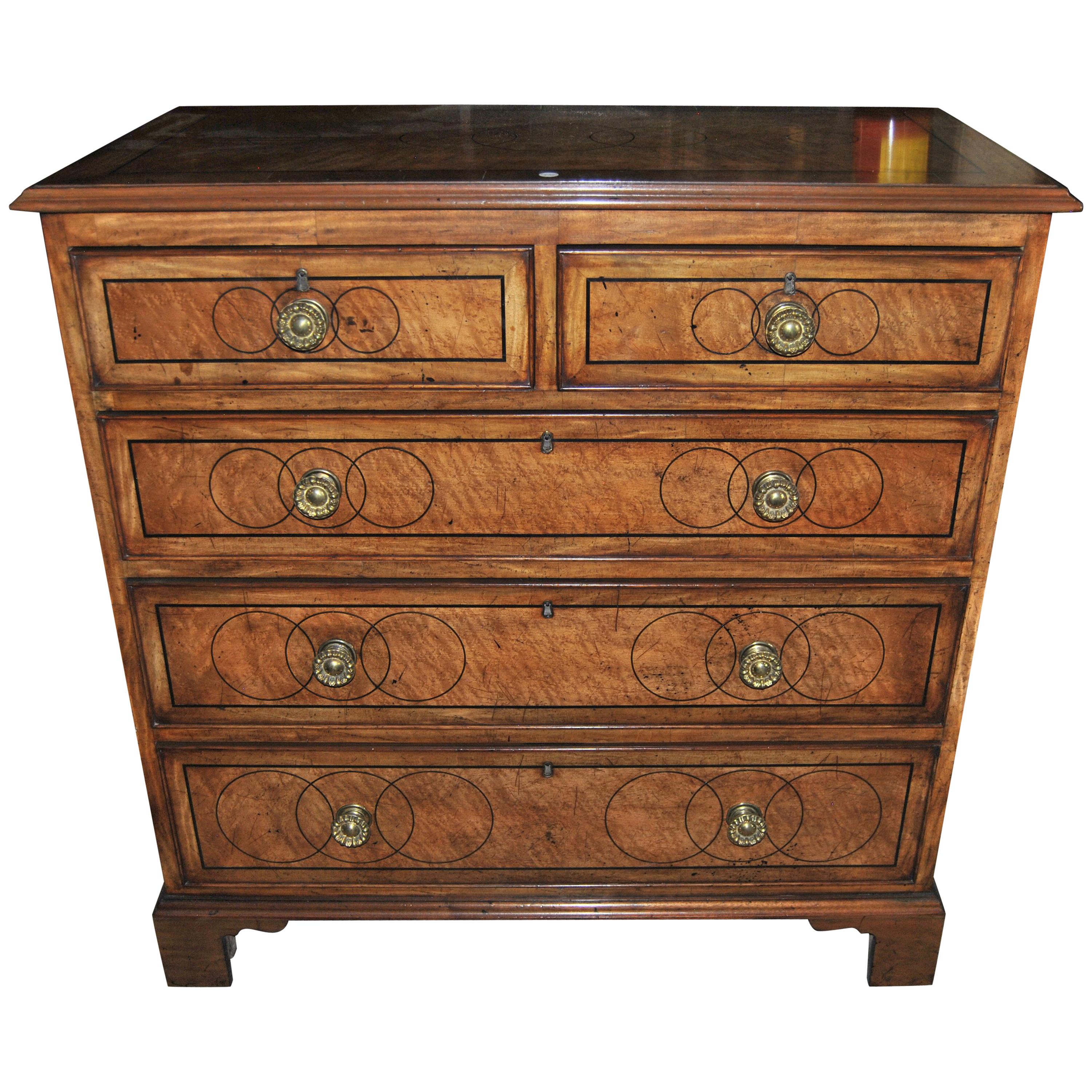 19th Century English Chest of Drawers in Bird�’s-Eye Maple