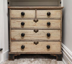 19th Century English Chest of Drawers with Original Ivory Paint