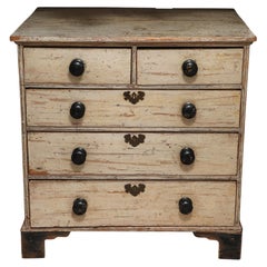19th Century English Chest of Drawers with Original Ivory Paint