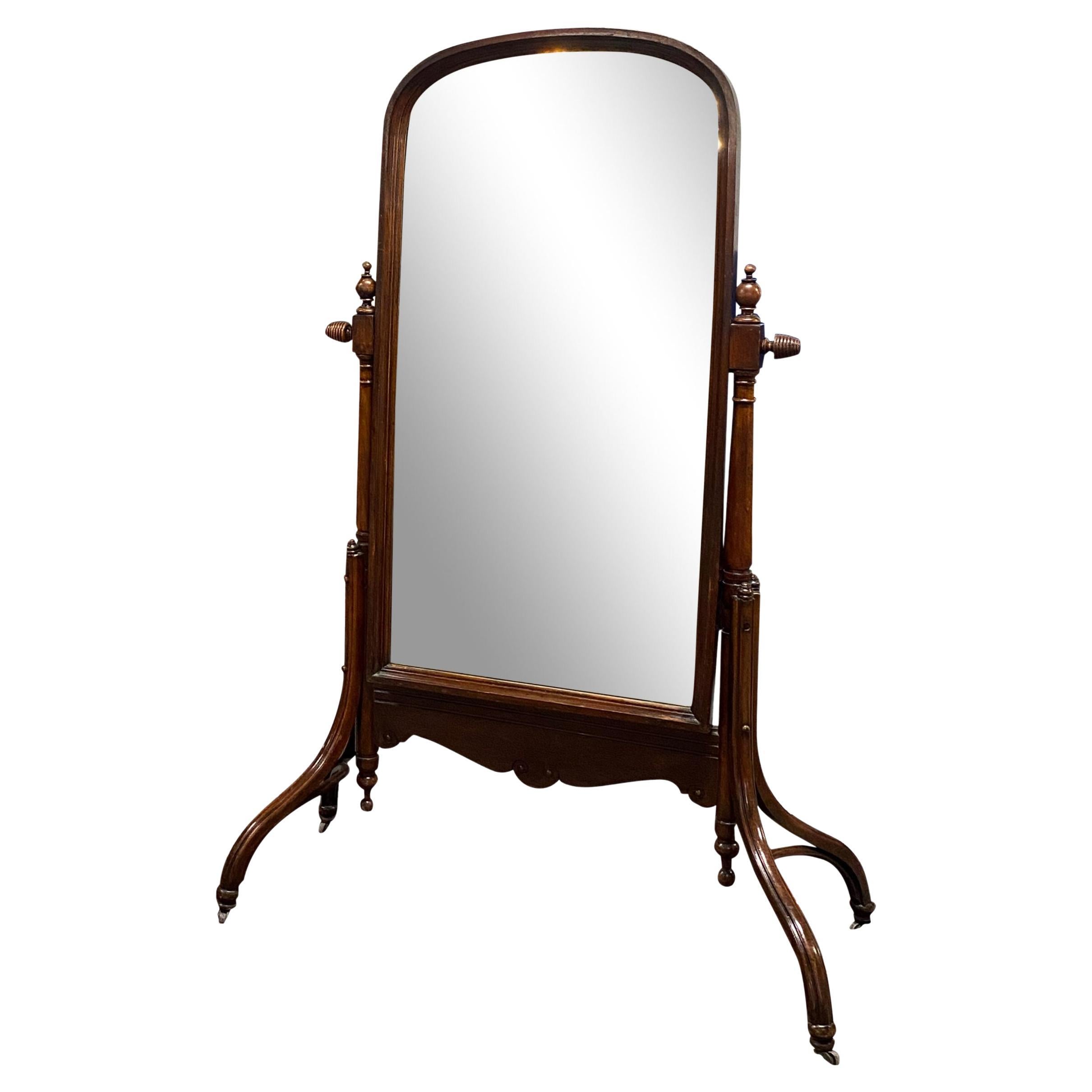 19th Century English Cheval Mirror For Sale