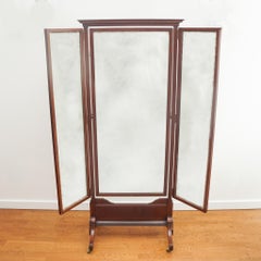 19th Century English Cheval Mirror with Mirrored Doors