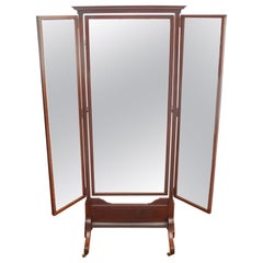 19th Century English Cheval Mirror with Mirrored Doors