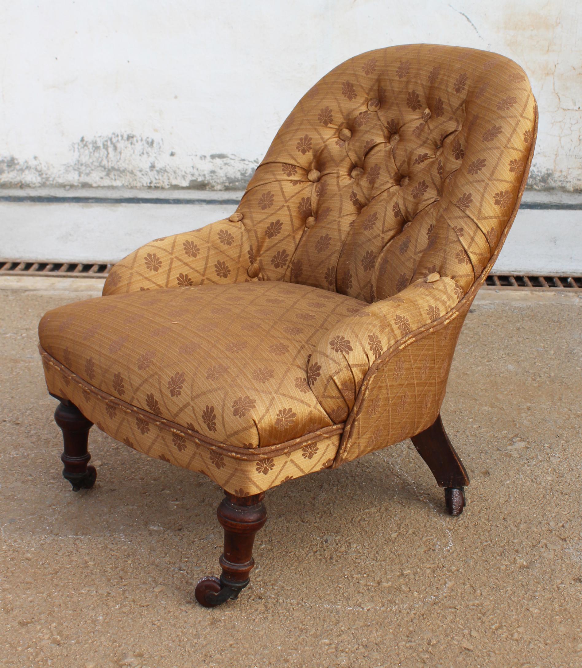 19th Century English Children's Chair with Mahogany Legs and Silk Upholstery For Sale 6