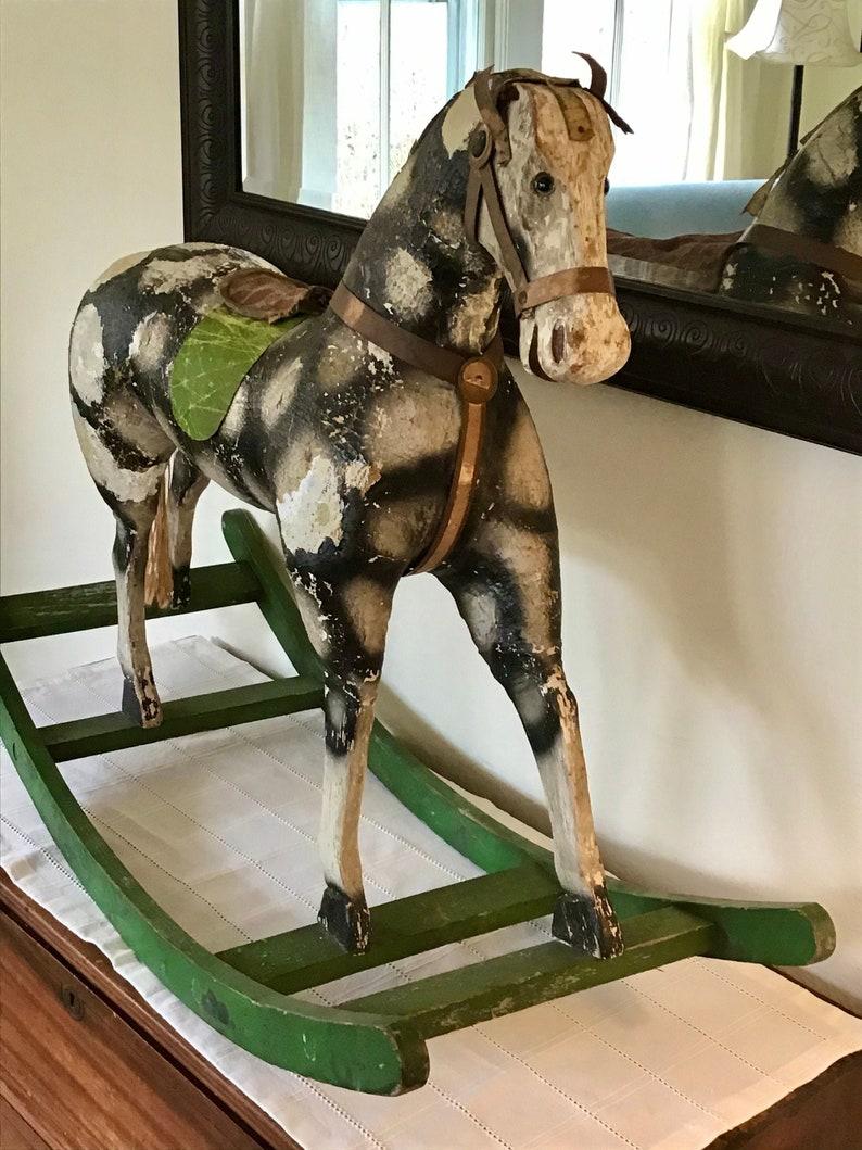 antique rocking horse wooden