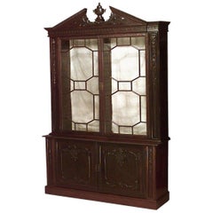 Chinese Chippendale Mahogany Breakfront Cabinet
