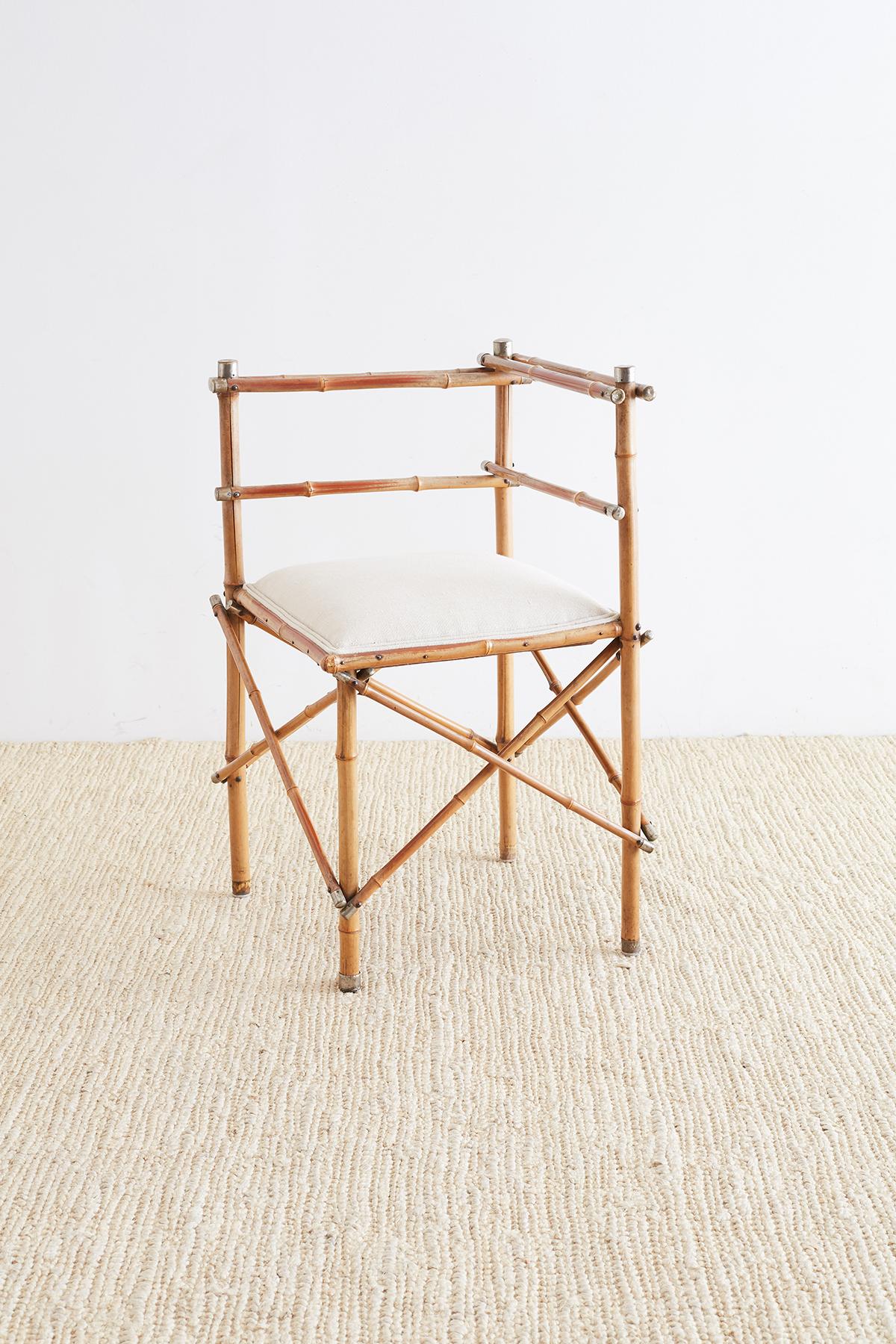 Hand-Crafted 19th Century English Chinoiserie Bamboo Corner Chair