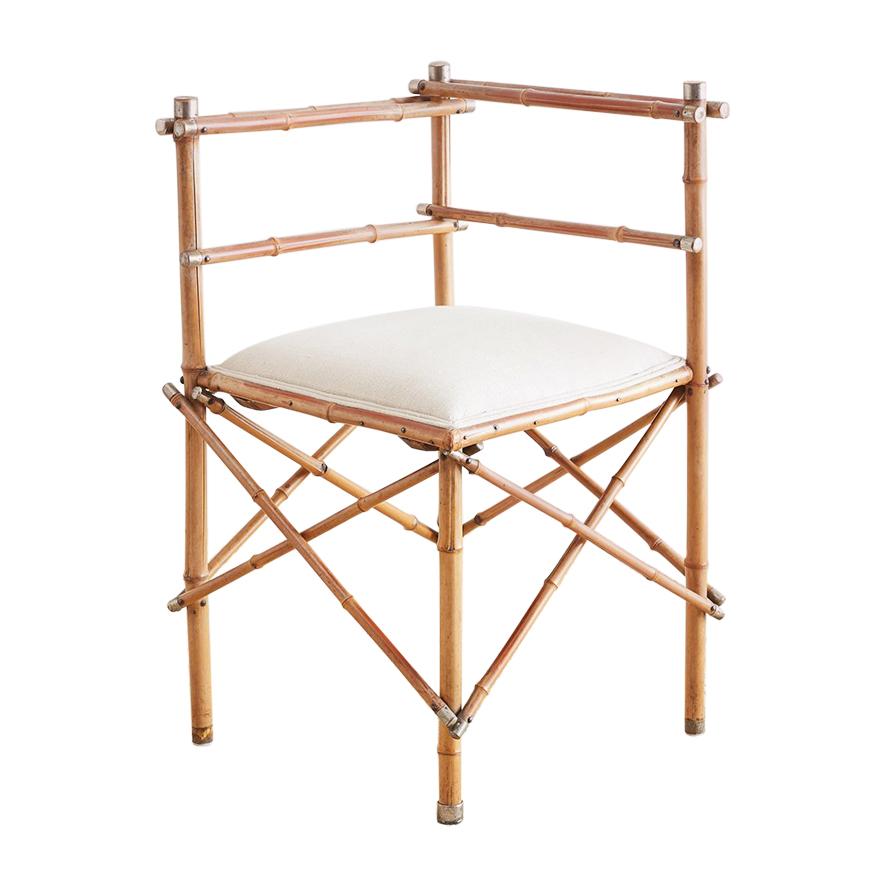 19th Century English Chinoiserie Bamboo Corner Chair