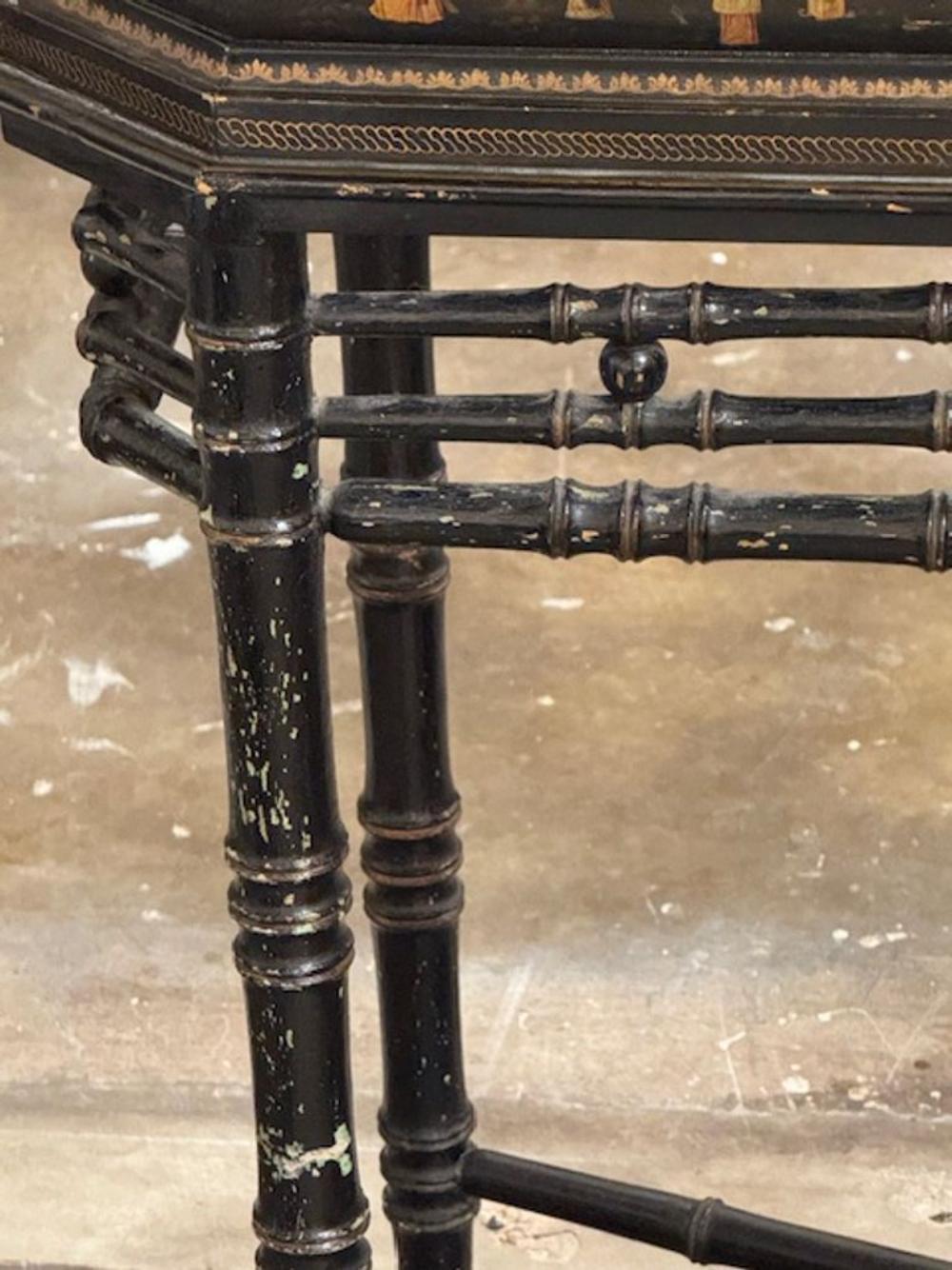 Legno Console a forma di bambù Chinoiserie inglese del XIX secolo in vendita