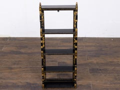 19th Century English Chinoiserie Black and Gilt Hanging Wall Shelf