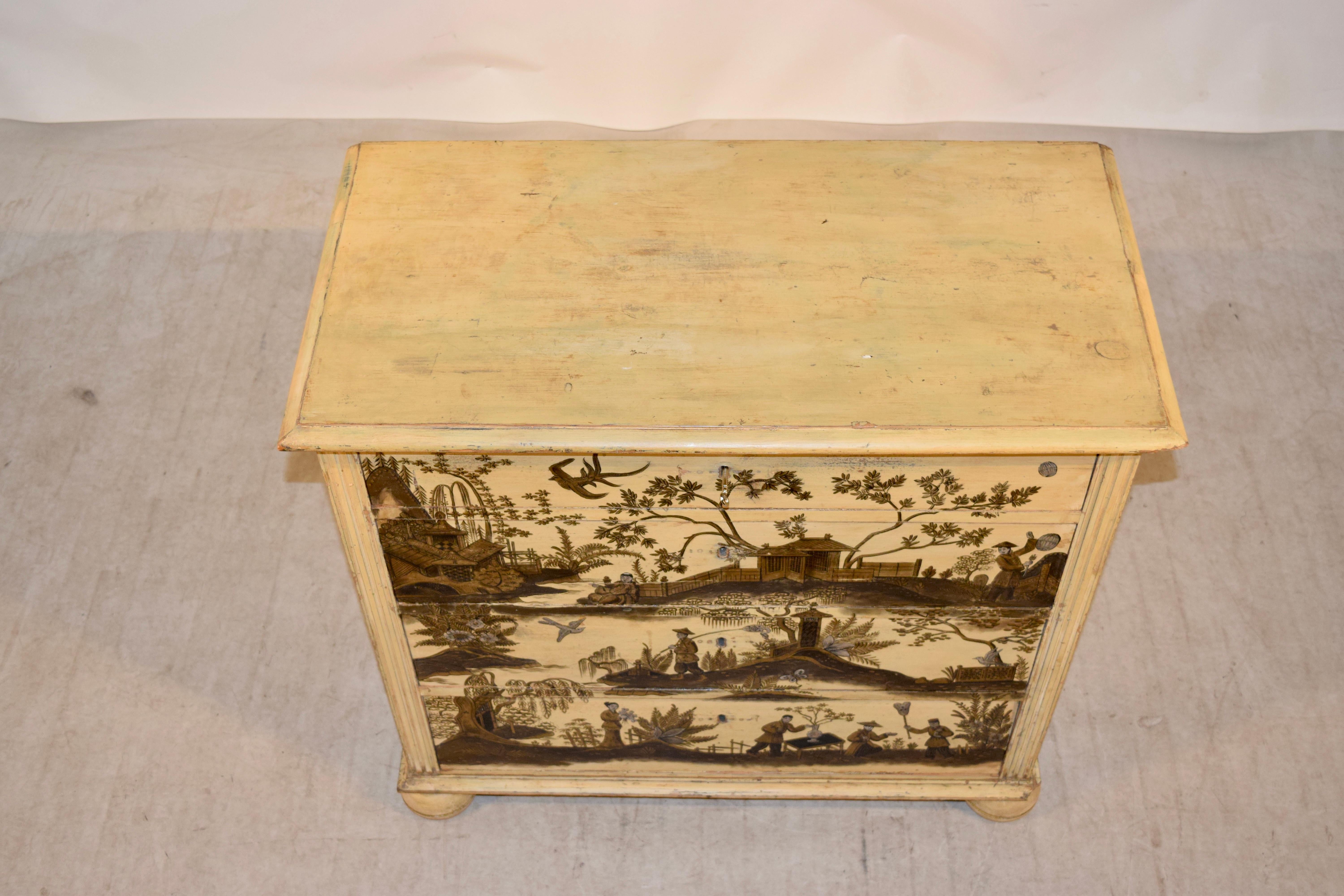 Hand-Painted 19th Century English Chinoiserie Chest