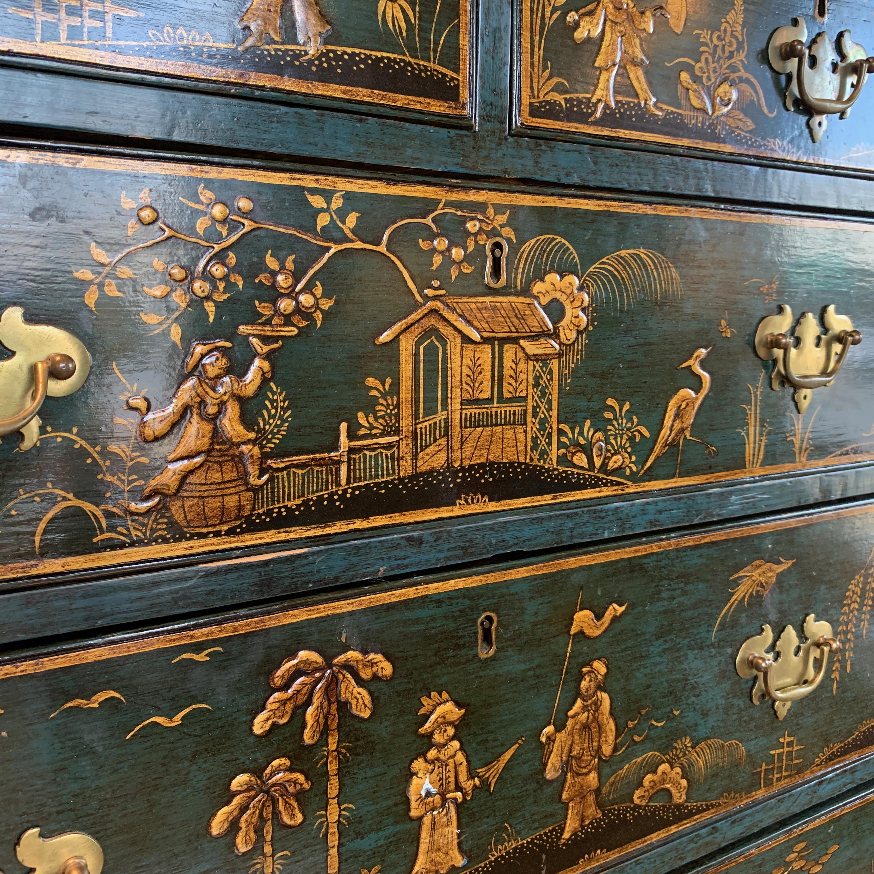 19th Century English Chinoiserie Decorated Chest of Drawers 3
