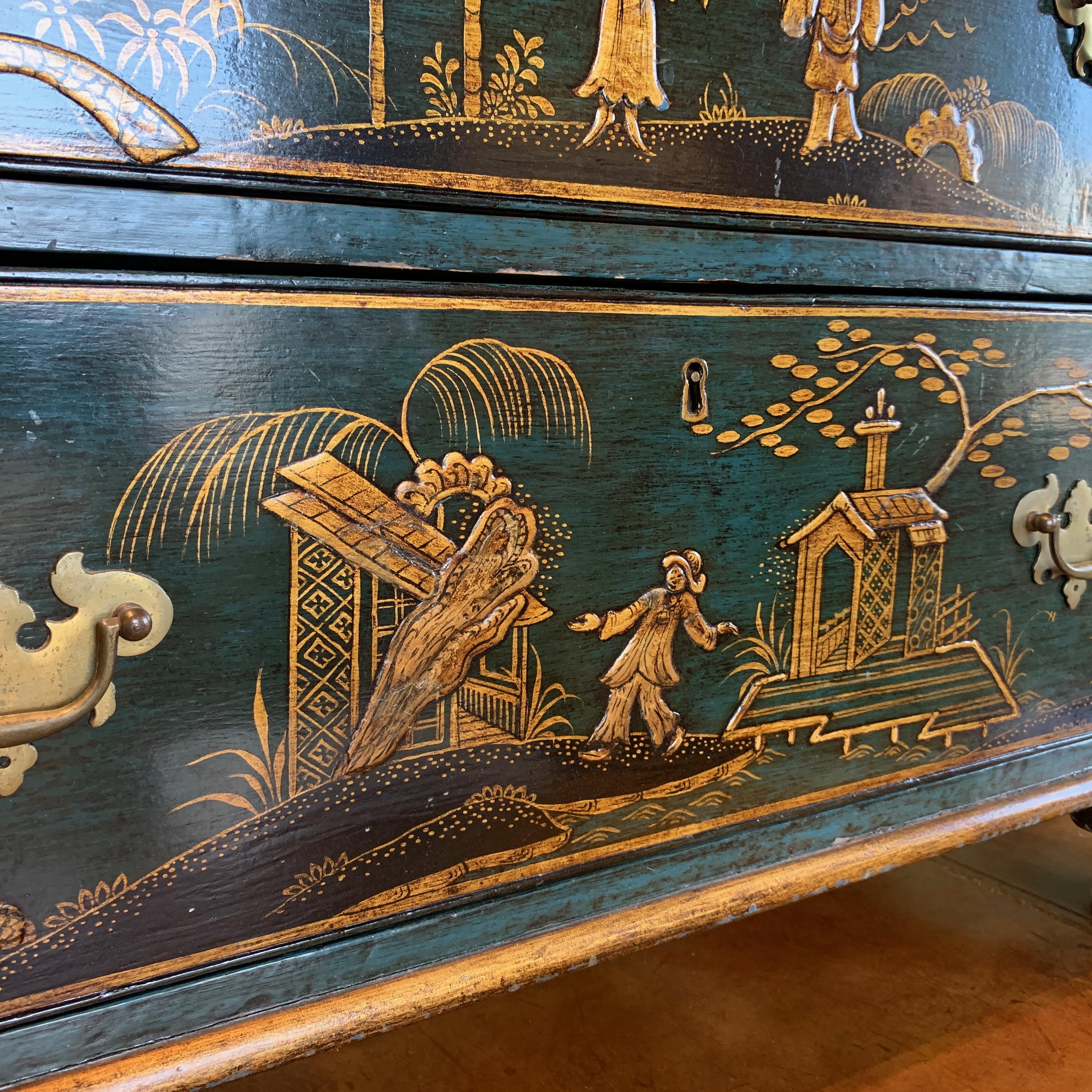 19th Century English Chinoiserie Decorated Chest of Drawers 4