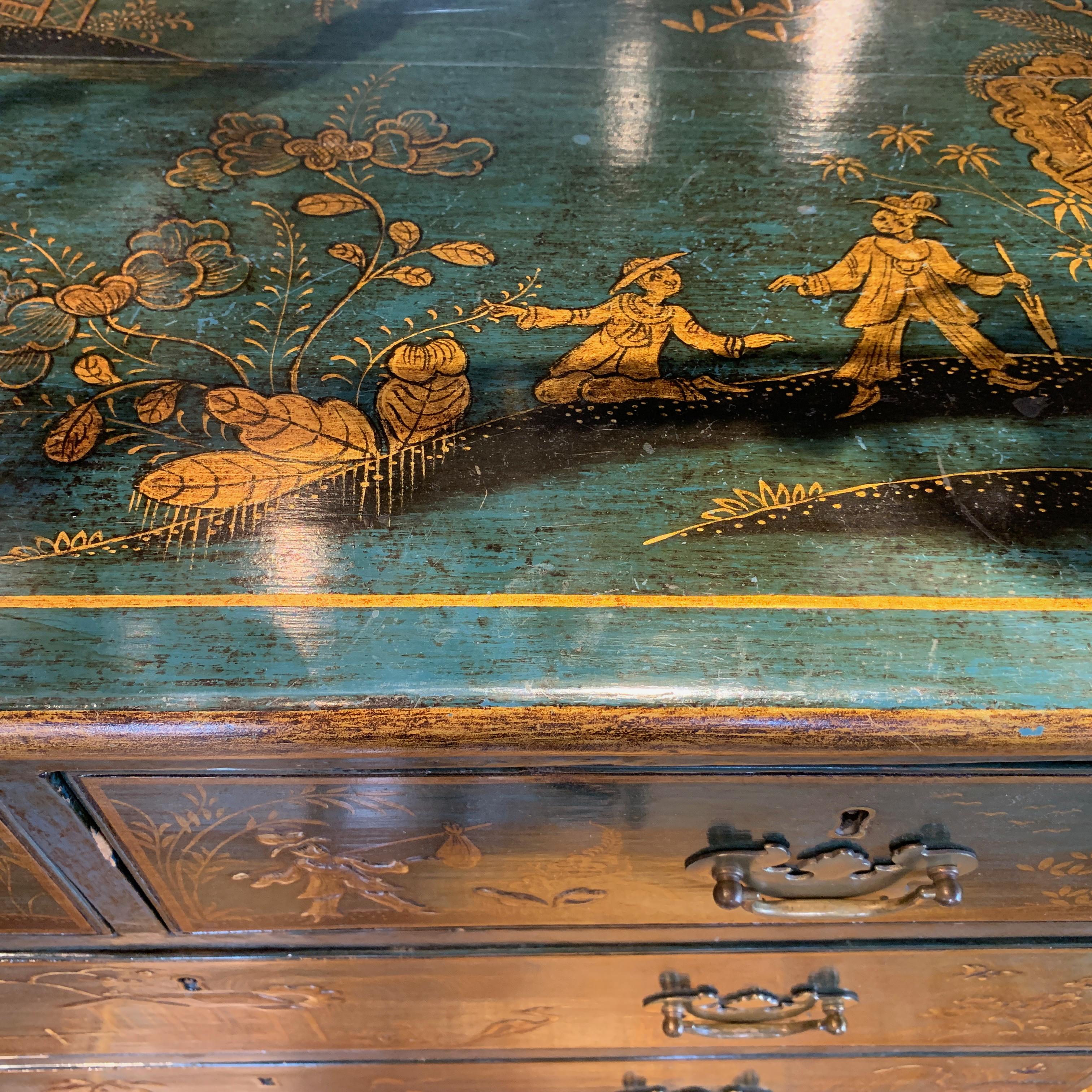 19th Century English Chinoiserie Decorated Chest of Drawers 1