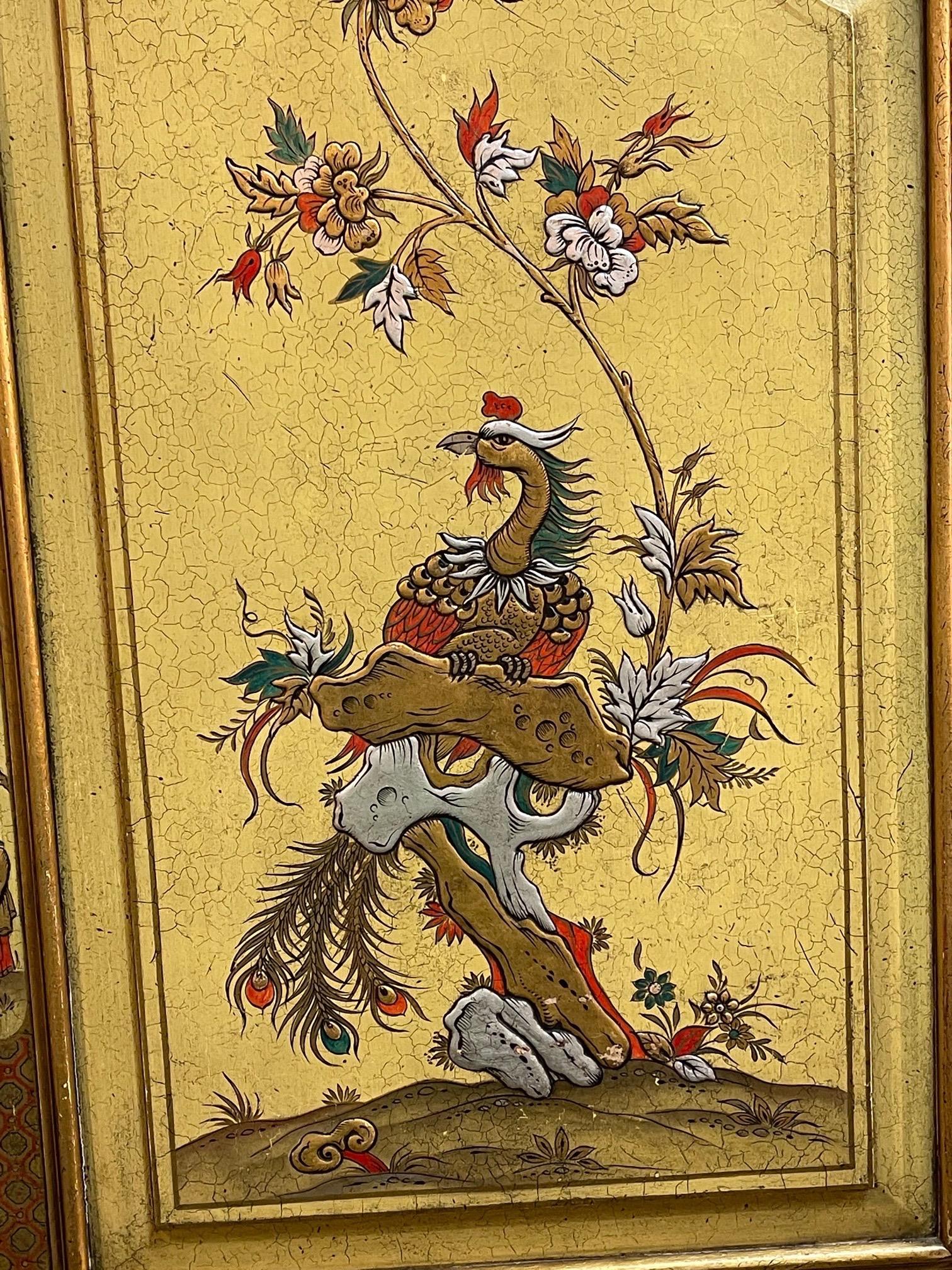 19th Century English Chinoiserie Decorated Yellow Secretary Cabinet In Good Condition In Dallas, TX