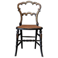 Antique 19th Century English Chinoiserie Ebonised Parlour Chair