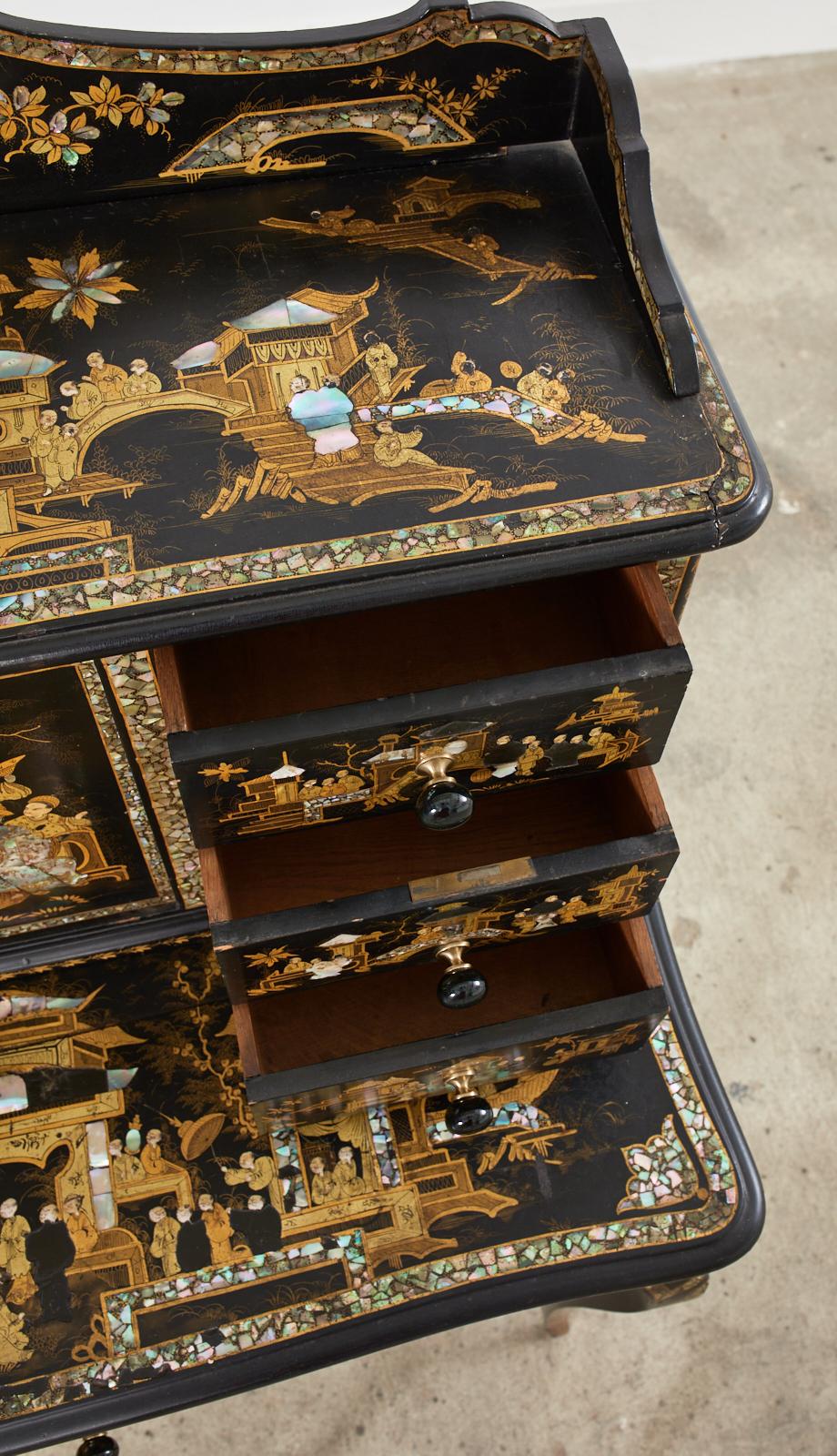 19th Century English Chinoiserie Ladies Secretaire Writing Table For Sale 6