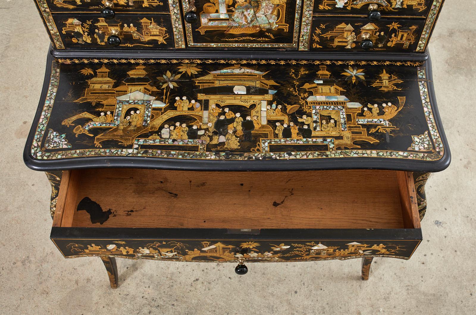 19th Century English Chinoiserie Ladies Secretaire Writing Table For Sale 7