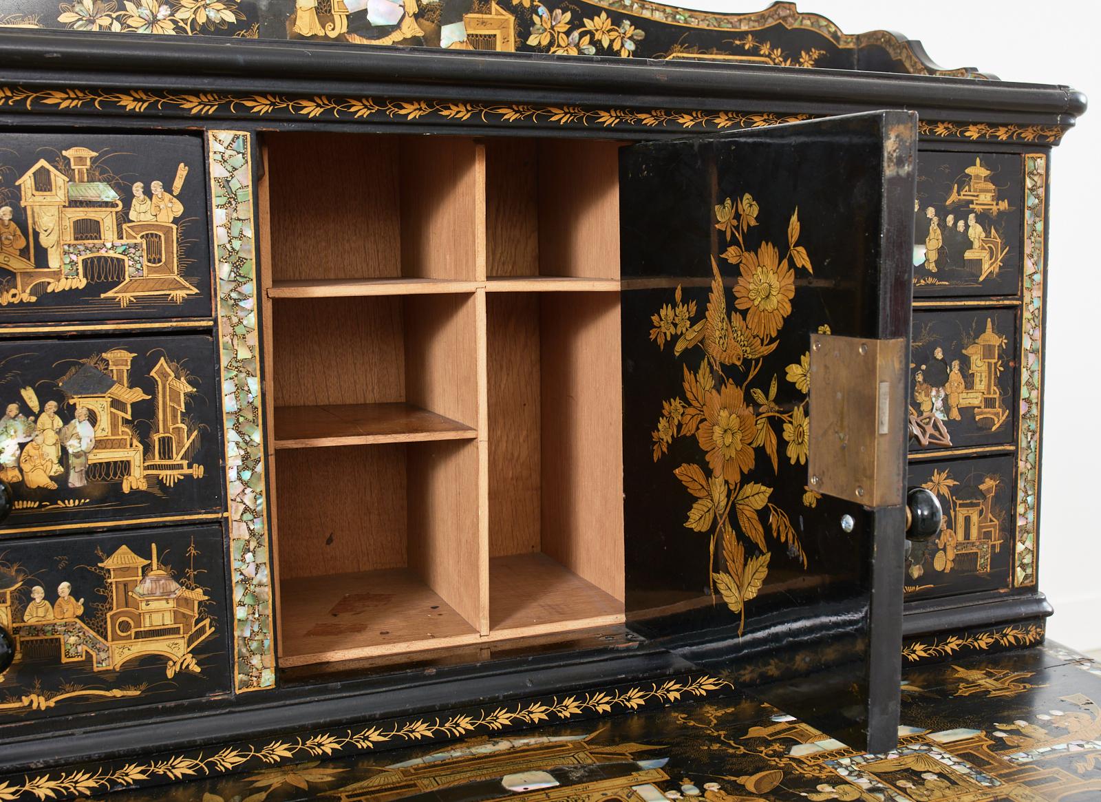 19th Century English Chinoiserie Ladies Secretaire Writing Table For Sale 8