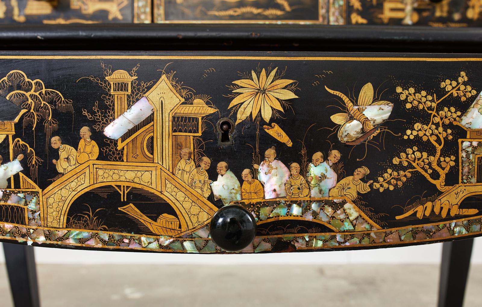 19th Century English Chinoiserie Ladies Secretaire Writing Table For Sale 9