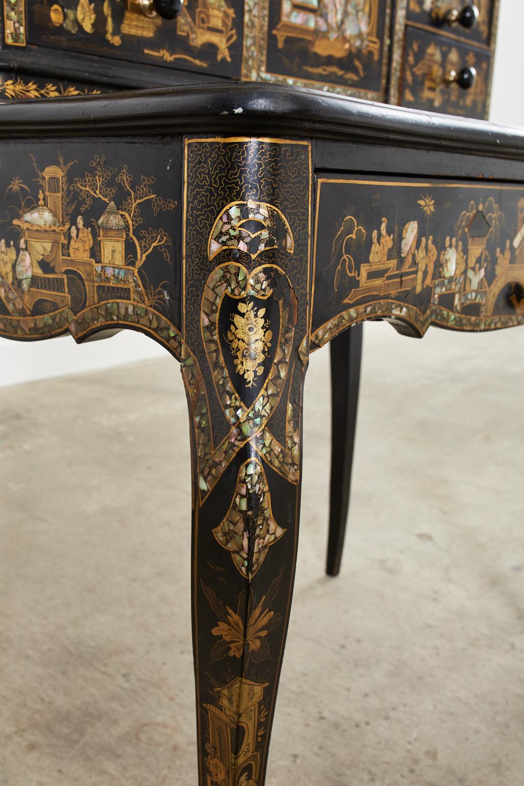 19th Century English Chinoiserie Ladies Secretaire Writing Table For Sale 11
