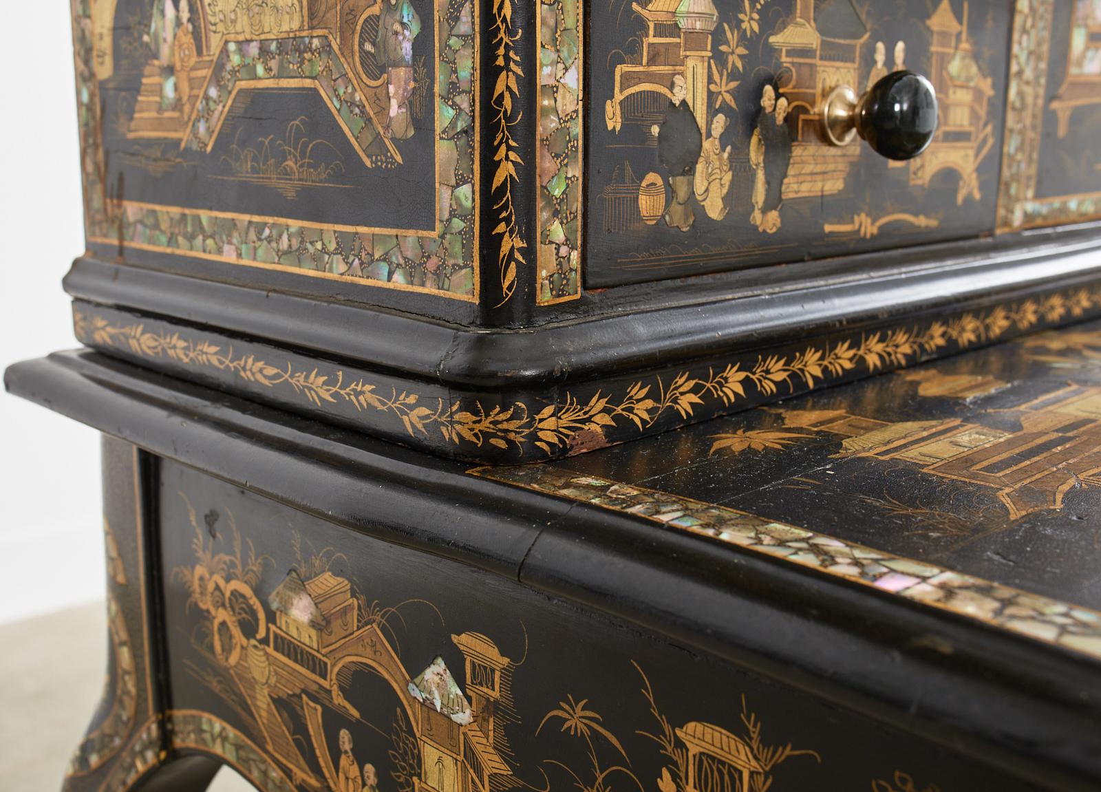 19th Century English Chinoiserie Ladies Secretaire Writing Table For Sale 13