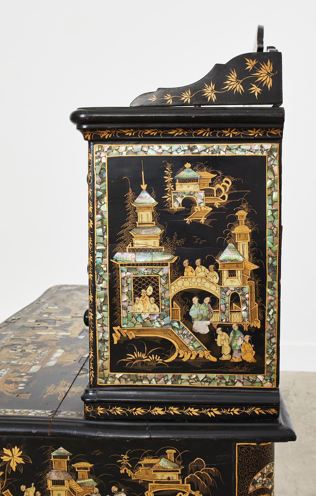 19th Century English Chinoiserie Ladies Secretaire Writing Table For Sale 14