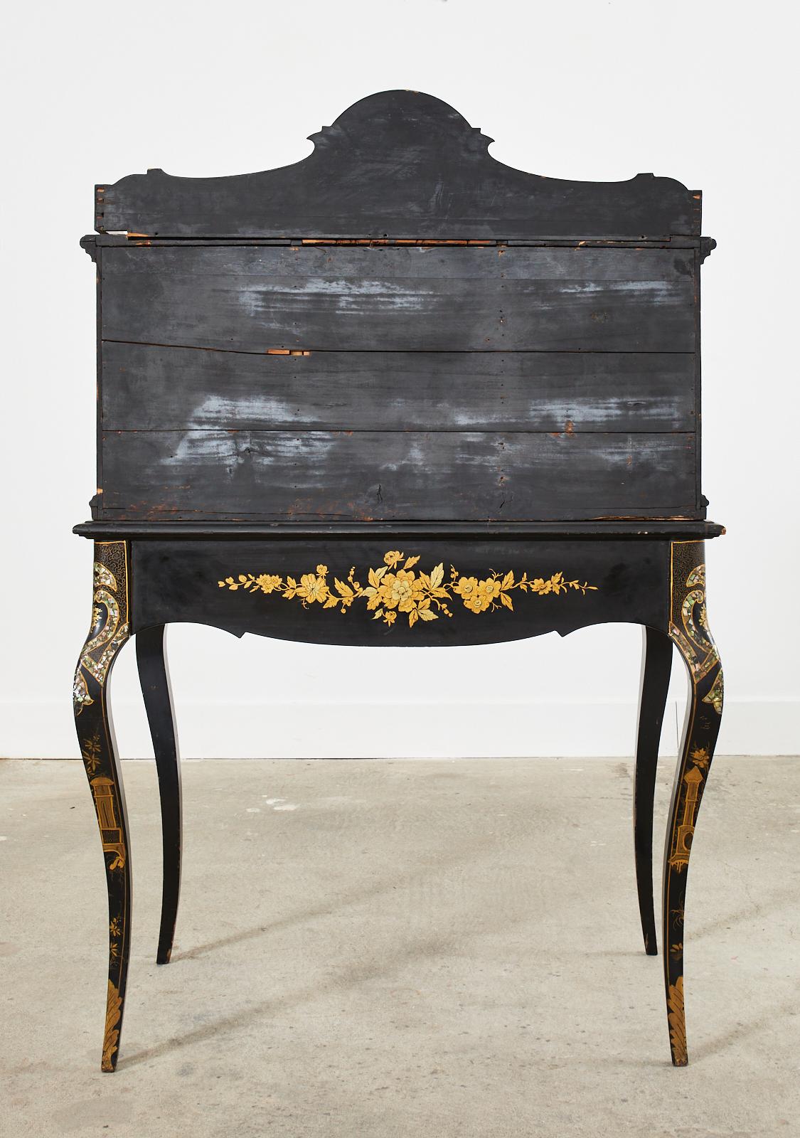 19th Century English Chinoiserie Ladies Secretaire Writing Table For Sale 15