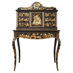 Table à écrire secrétaire chinoiseries anglaise du 19ème siècle pour femmes