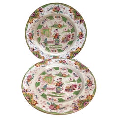 Assiette pagode anglaise de style chinoiserie du 19ème siècle