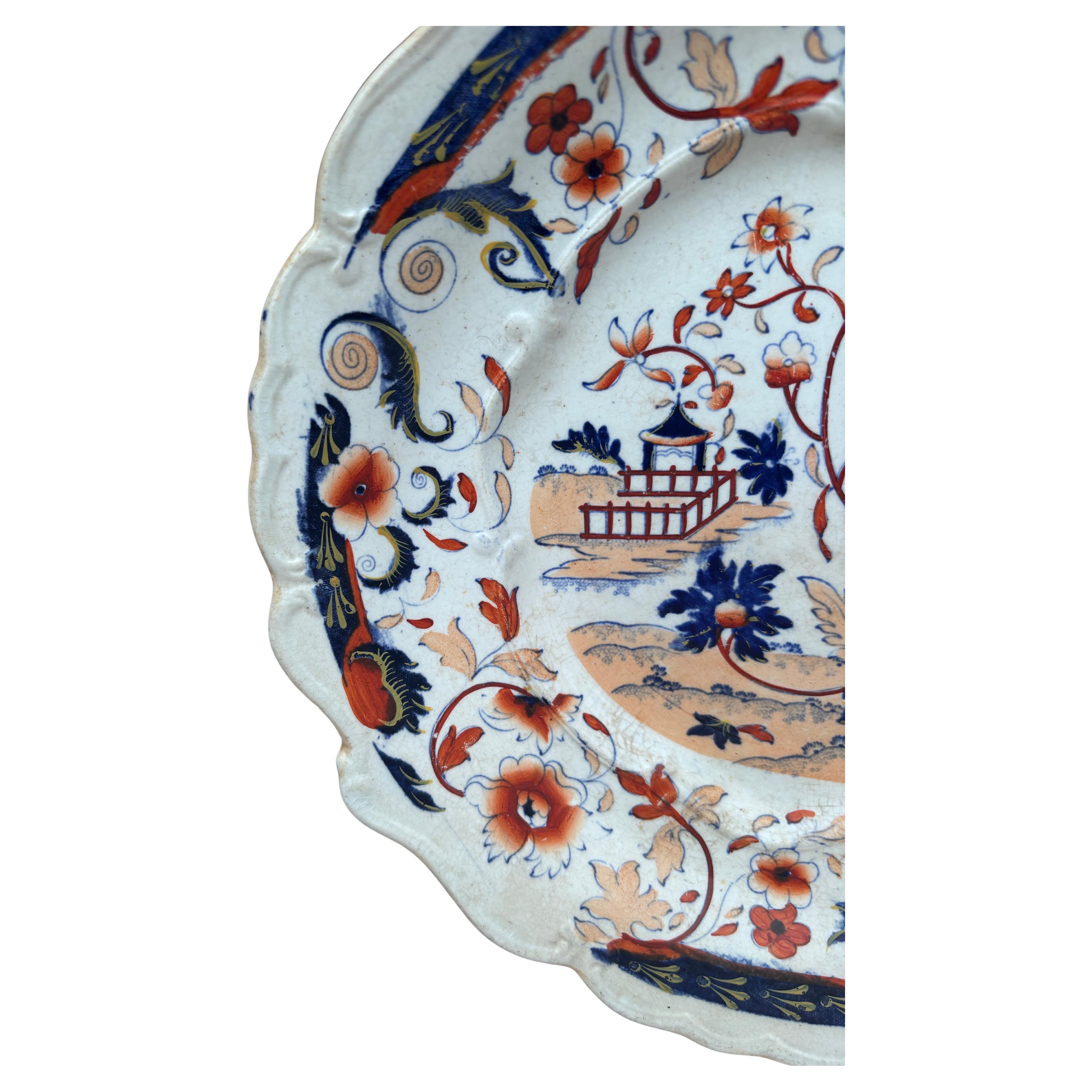 Plato chinoiserie inglés del siglo XIX Chinoiserie en venta