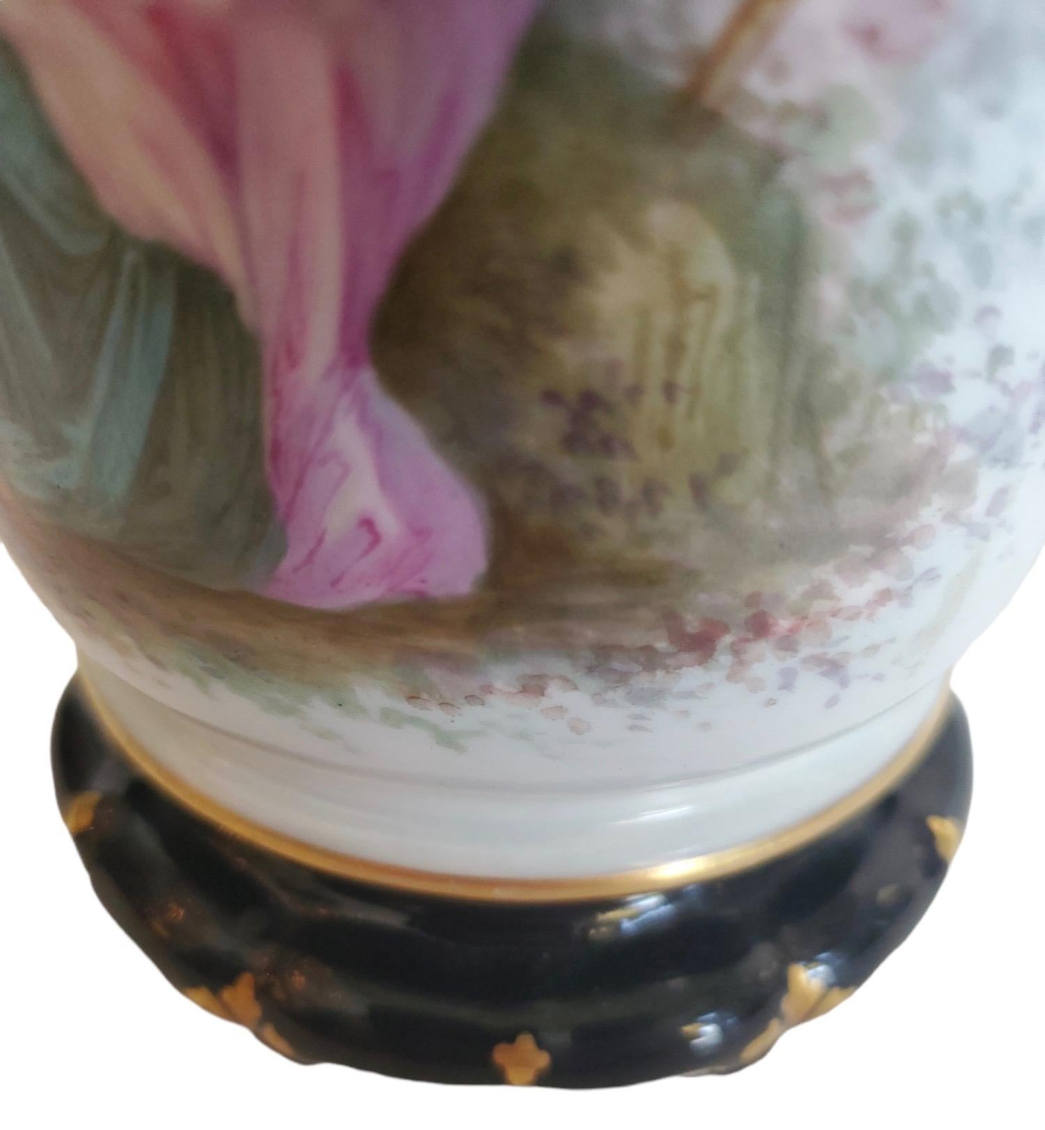 Lámparas de porcelana chinoiserie inglesa del siglo XIX Pintado a mano en venta