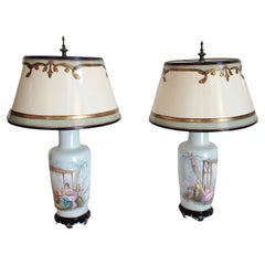 19th Century English Chinoiserie Porcelain Lamps