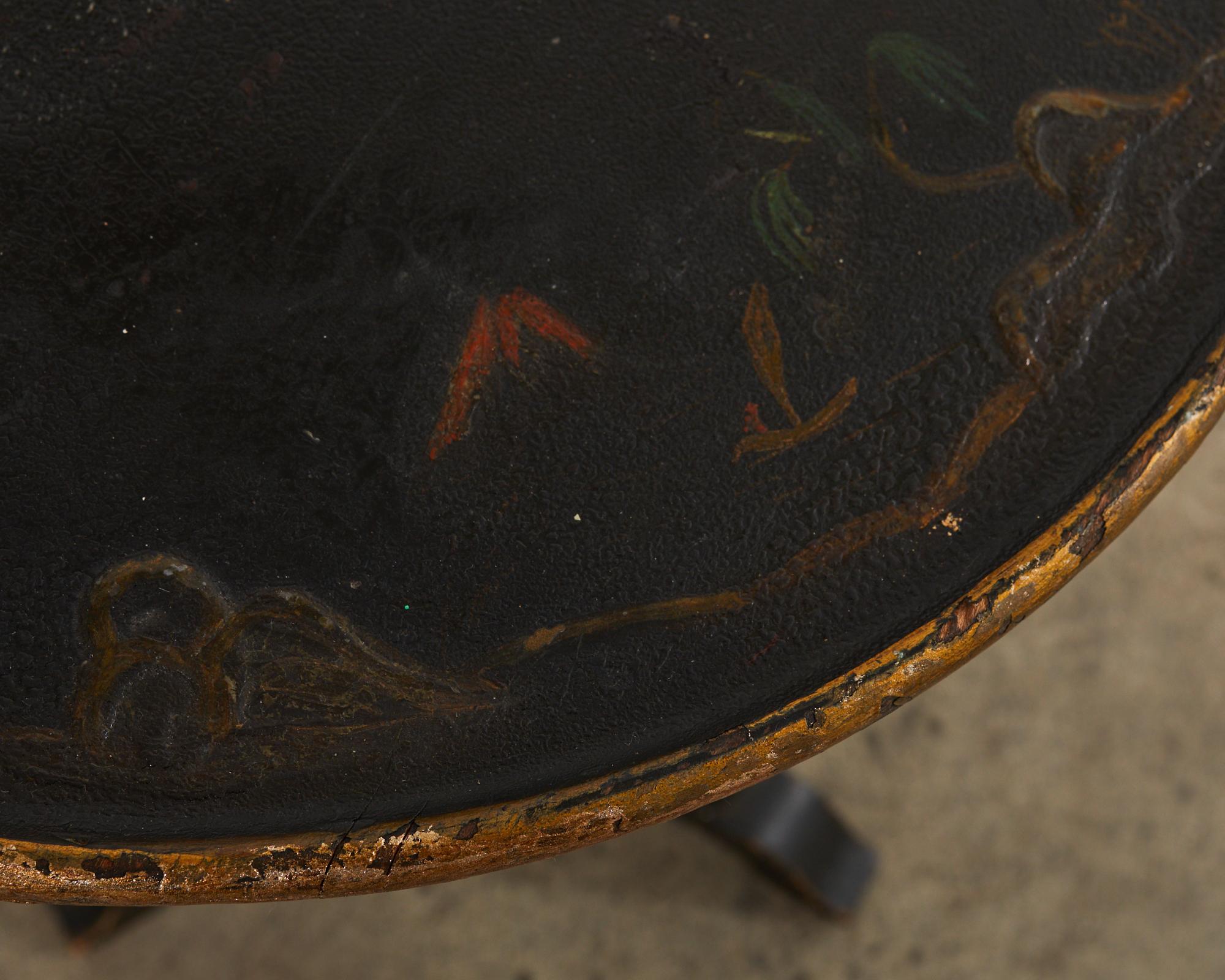 19th Century English Chinoiserie Revival Lacquered Drink Table 11