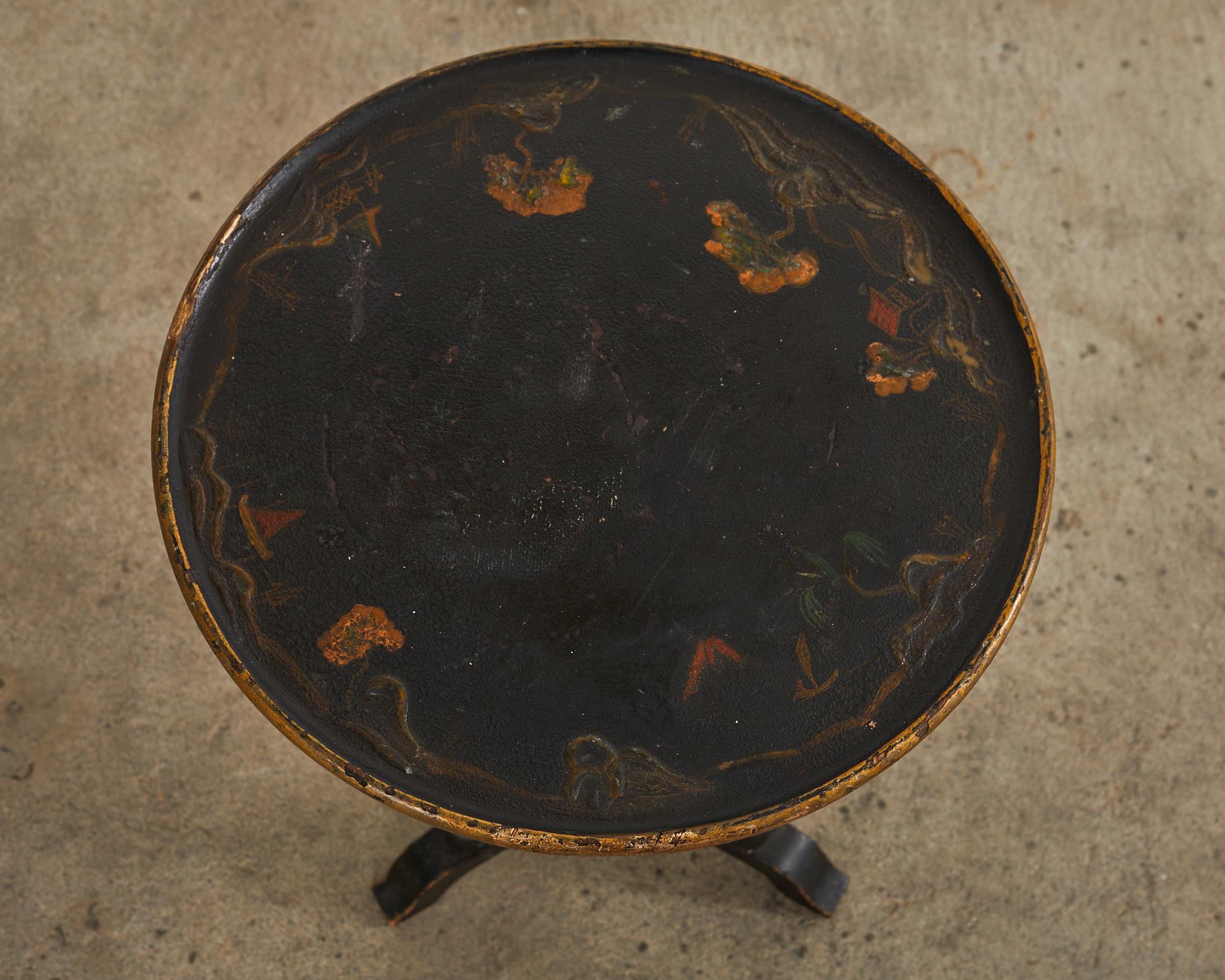 Wood 19th Century English Chinoiserie Revival Lacquered Drink Table