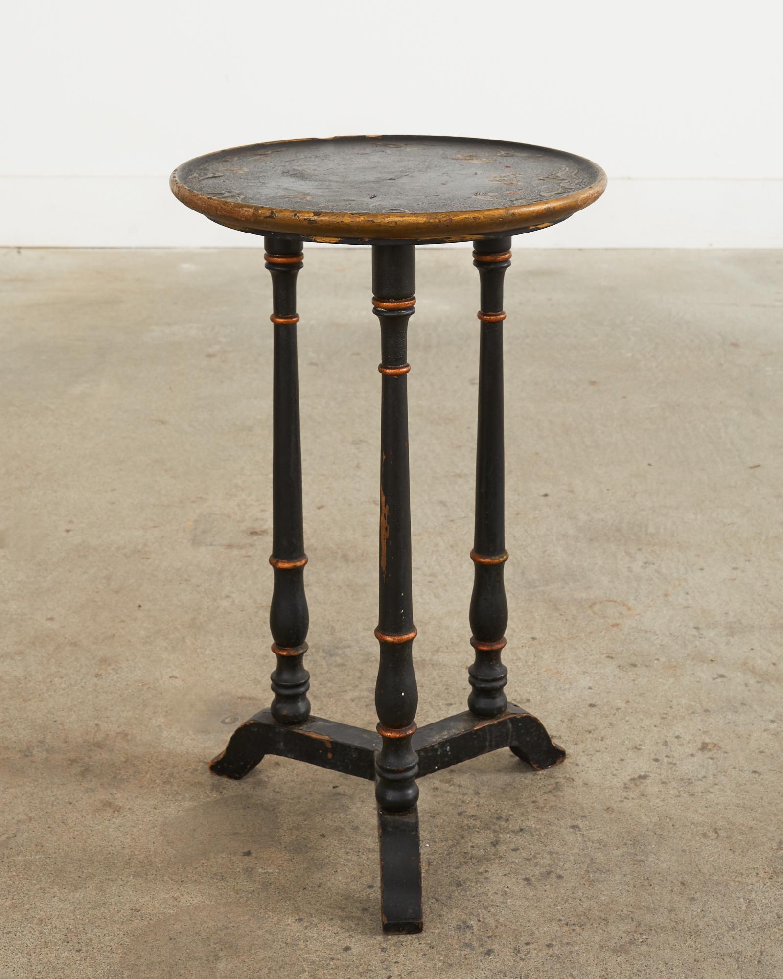 19th Century English Chinoiserie Revival Lacquered Drink Table 1
