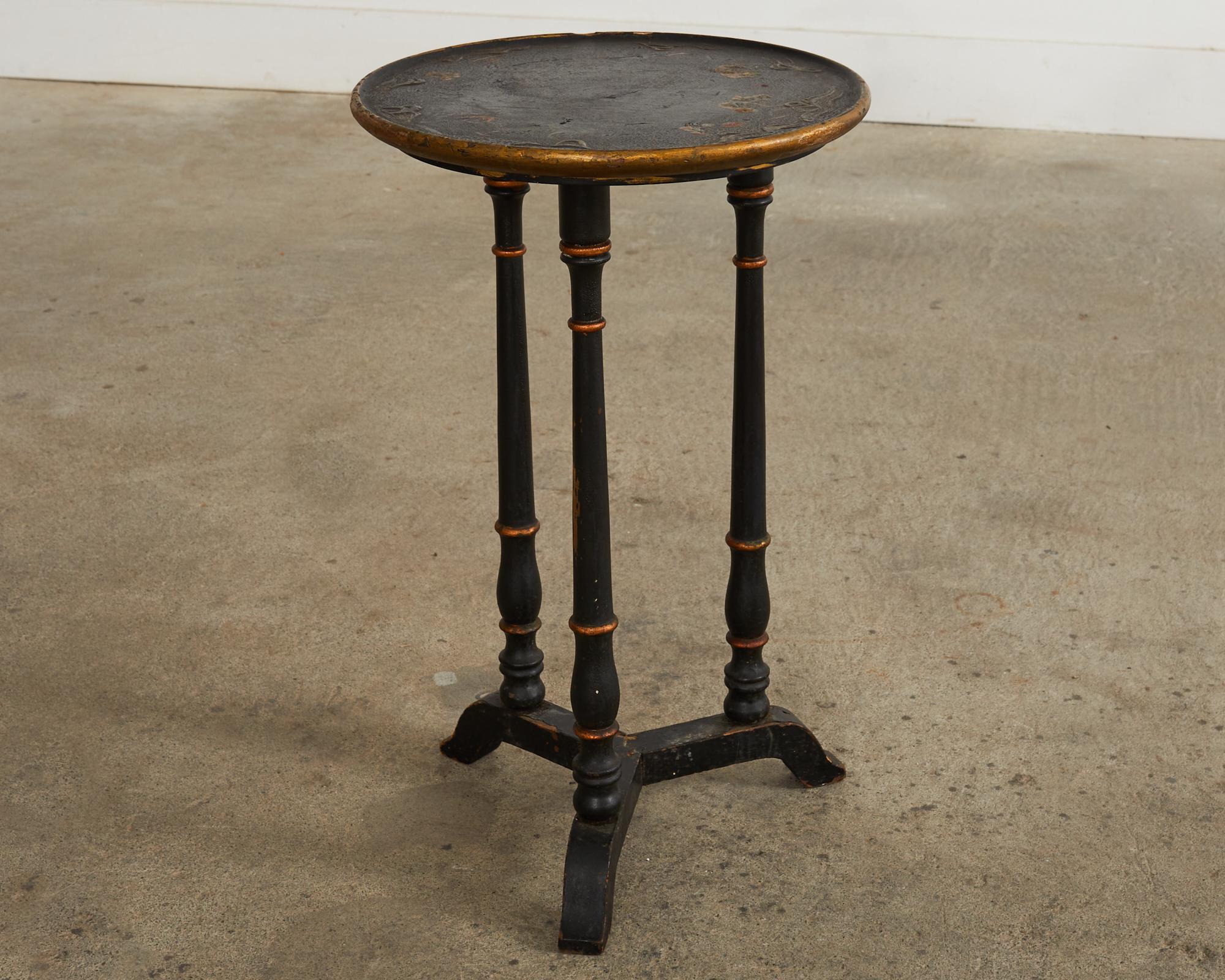19th Century English Chinoiserie Revival Lacquered Drink Table 4