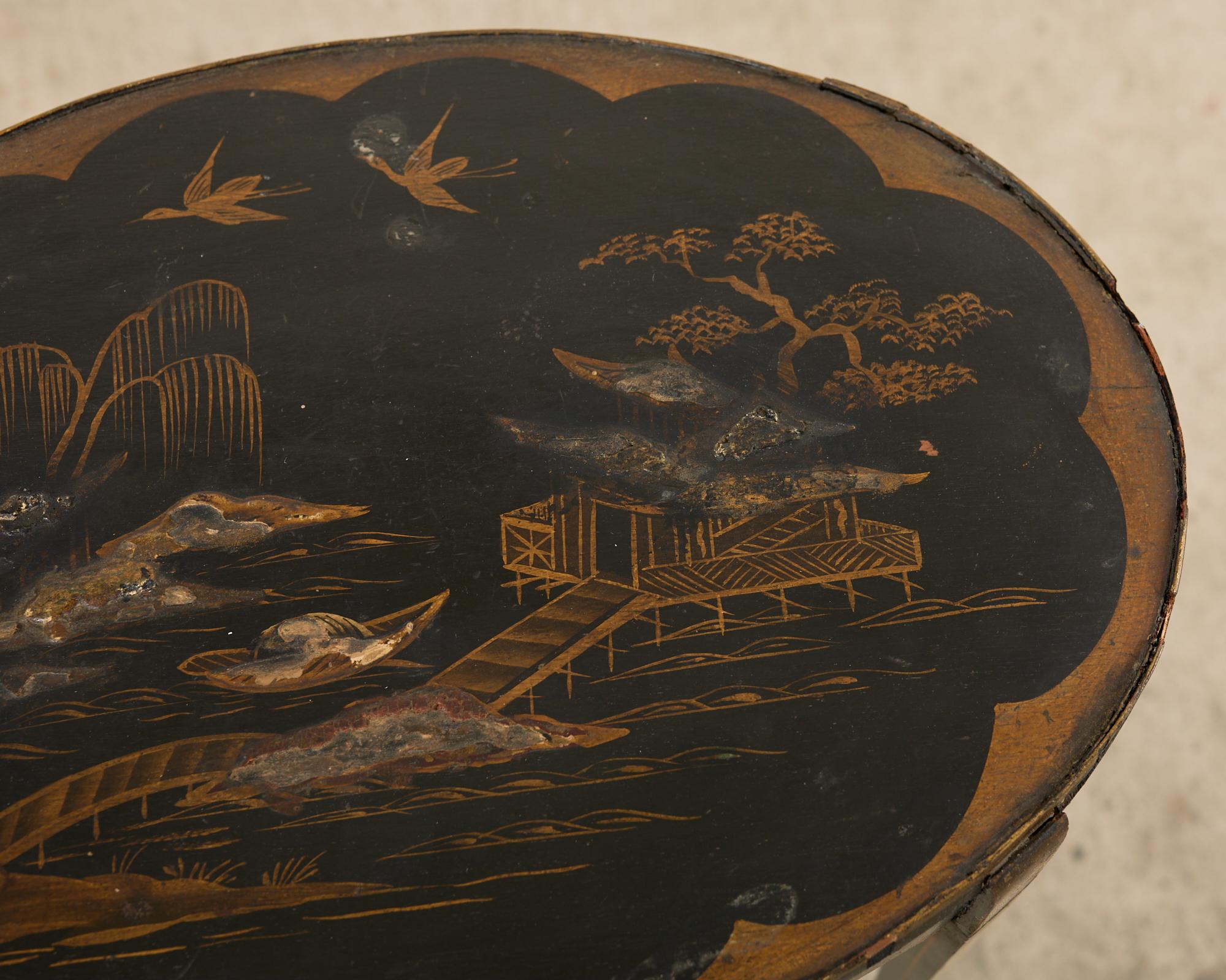 19th Century English Chinoiserie Revival Lacquered Drinks Table For Sale 6